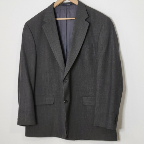 Lands End 48R Suit Blazer Gray 100% Wool - Picture 1 of 14